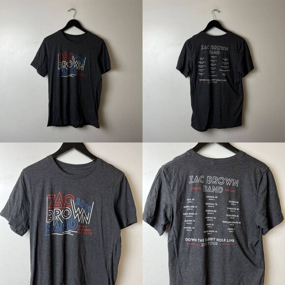 2019 Zac Brown Band T Shirt Gray Large L Graphic Tee Cotton Short Sleeve Solid - Picture 10 of 16